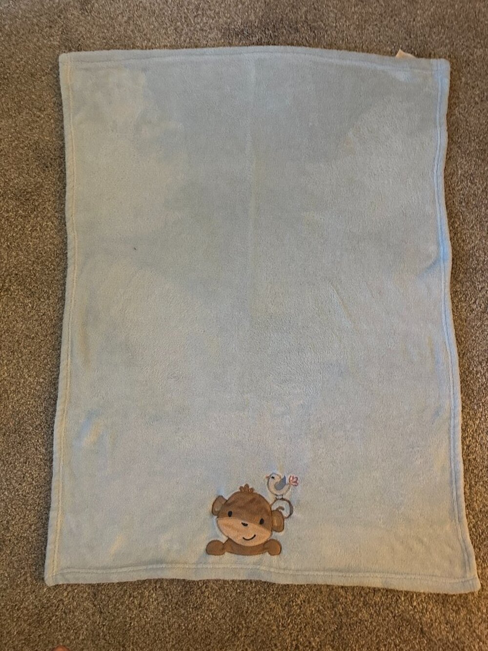 Bedtime Originals Blue Monkey Baby Blanket Fleece Lovey Boy Lambs & Ivy